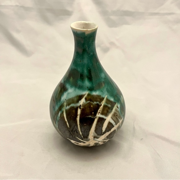 Unbranded Other - MCM Pottery Vintage Handcrafted Ceramic Bud Vase Glaze, Turquoise EUC